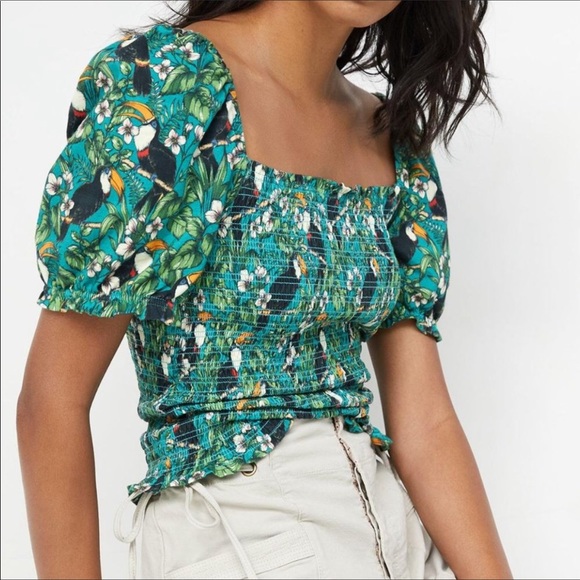 Anthropologie Tops - Anthro DOLAN Smocked Puff-Sleeved Toucan Top S